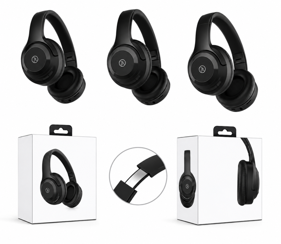 Dam P2961 wireless Bluetooth headphones with foldable over-ear design and deep bass stereo sound.