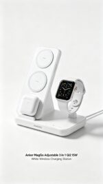 Anker MagGo Adjustable 3 in 1 Qi2 15W White Wireless Charging Station - Image 3