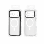 Transparent magnetic MagSafe case for iPhone 17 Pro Max with shockproof protection.